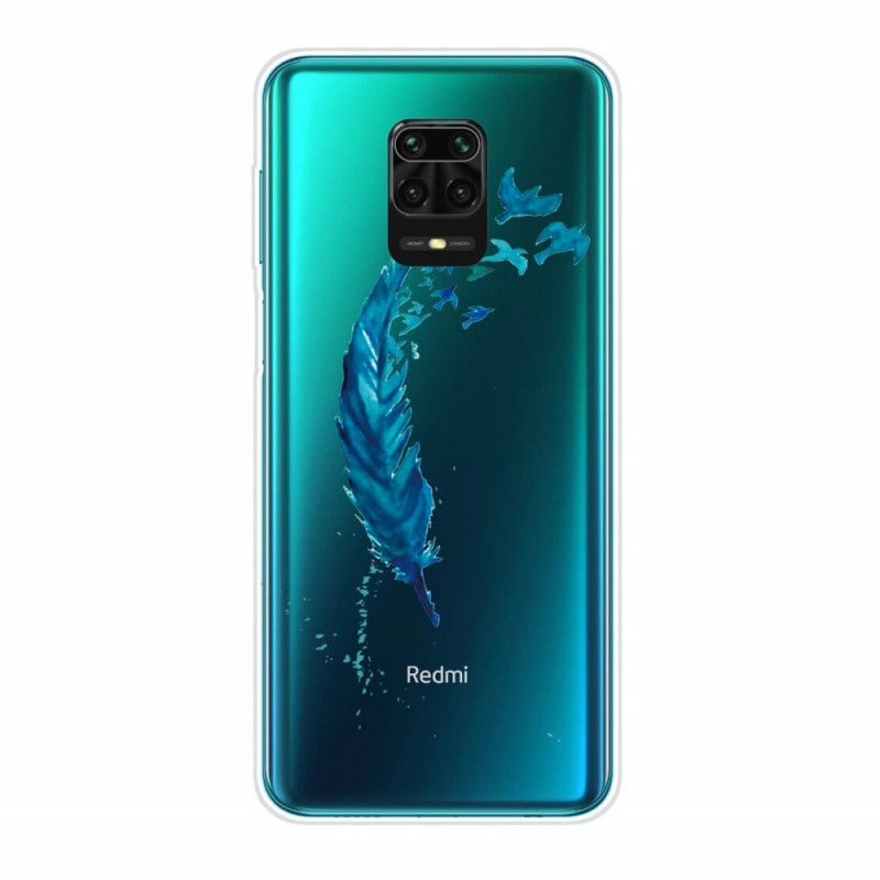 Skal för Xiaomi Redmi Note 9S / Note 9 Pro Vacker Blå Fjäder