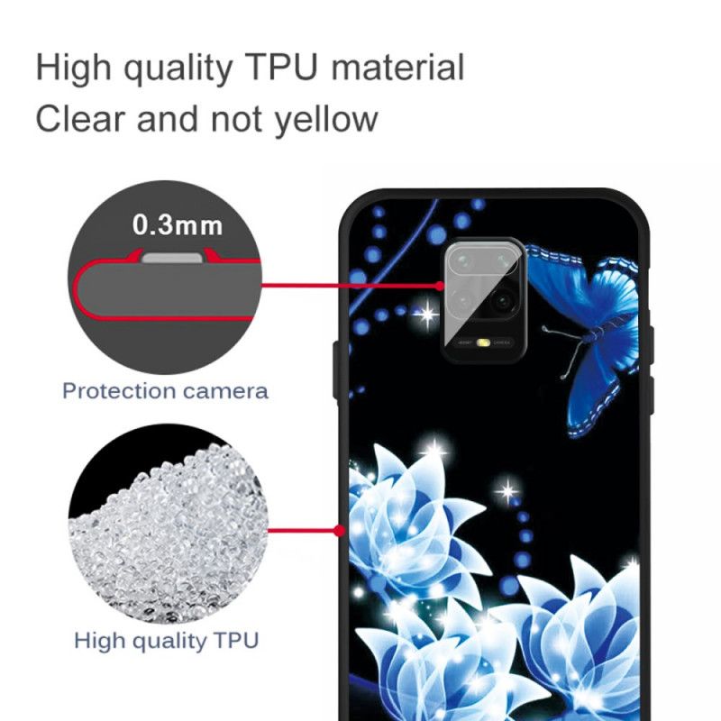 Skal Xiaomi Redmi Note 9S / Note 9 Pro Fjäril Och Blå Blommor