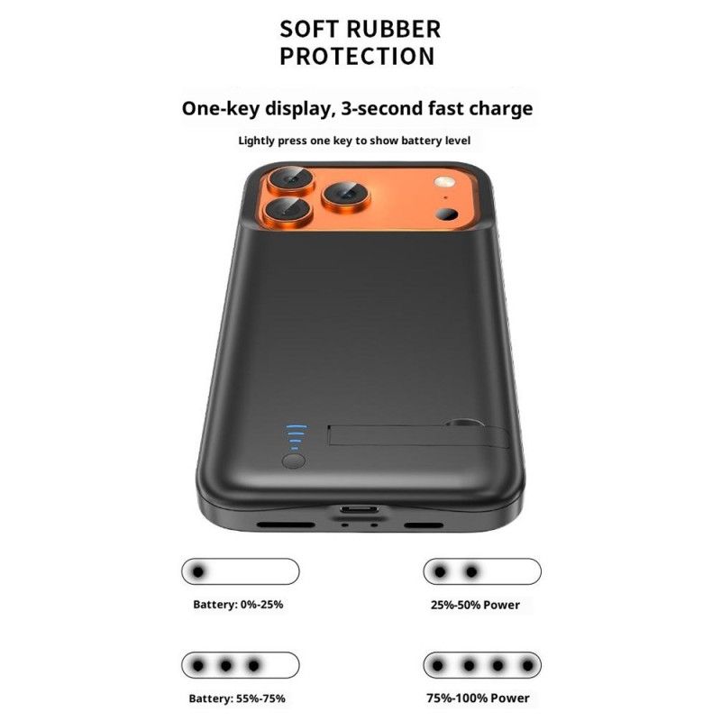 5000mah Externt Batterifodral För iPhone 17 Pro Med Inbyggt Stativ