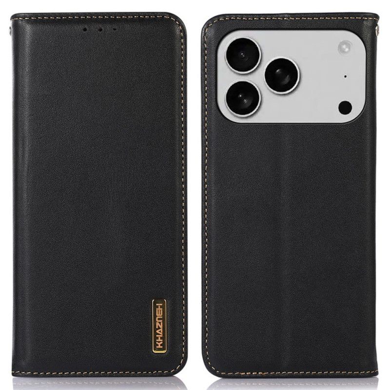Folio-fodral iPhone 17 Pro Telefonfodral Khazneh Premiumläder