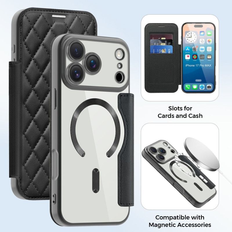 Folio-fodral iPhone 17 Pro Telefonfodral Magsafe-kompatibel Quiltad