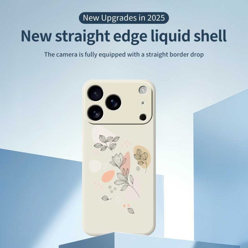 Skal För iPhone 17 Pro Flytande Silikon Med Skissade Löv