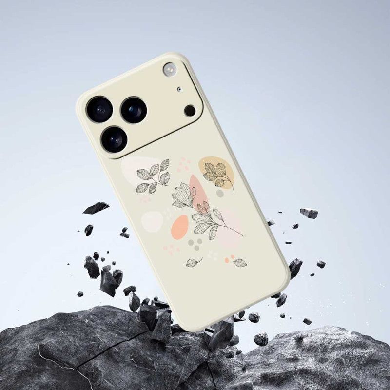 Skal För iPhone 17 Pro Flytande Silikon Med Skissade Löv