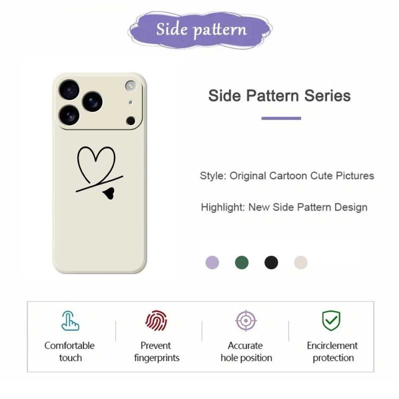 Skal iPhone 17 Pro Flytande Silikonhjärta