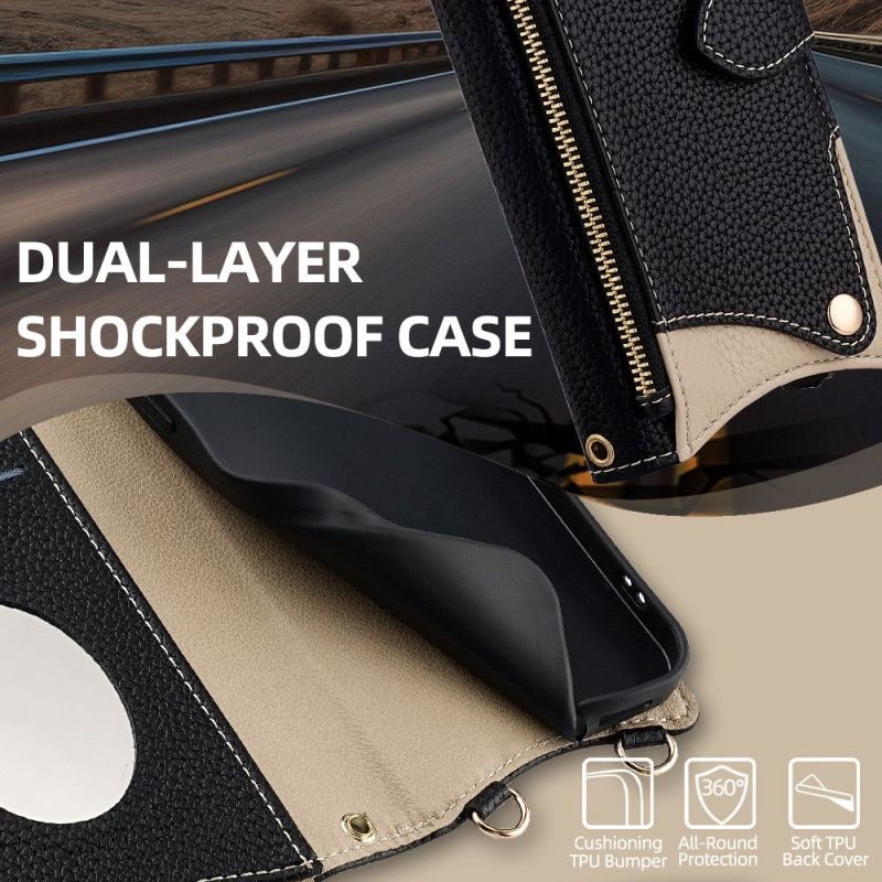 Fodral För Xiaomi Redmi Note 14 Pro 4g Tvåfärgad Plånbok Med Kedja