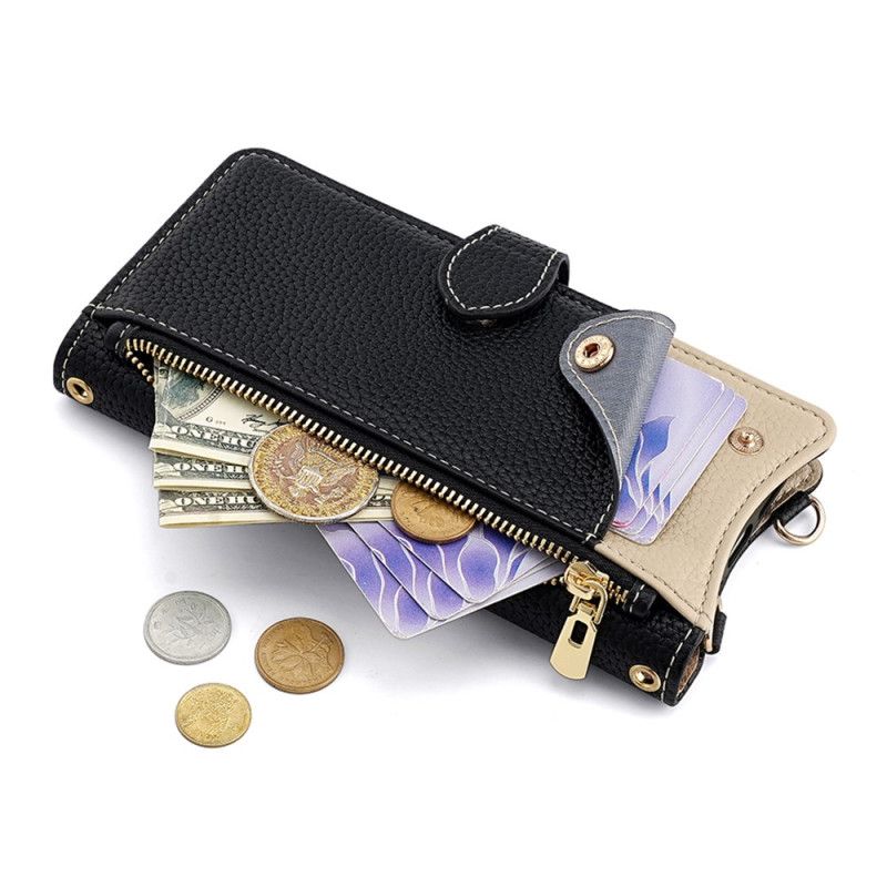 Fodral För Xiaomi Redmi Note 14 Pro 4g Tvåfärgad Plånbok Med Kedja