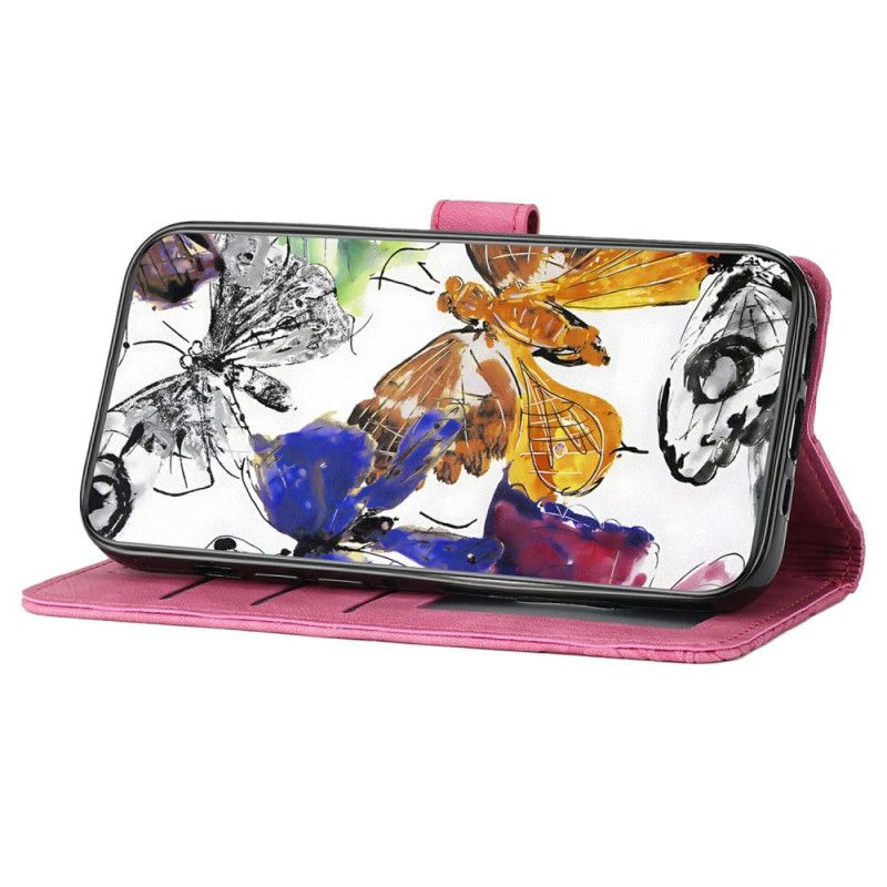 Läderfodral Xiaomi Redmi Note 14 Pro 4g Telefonfodral Fjärilar Med Mockaeffekt