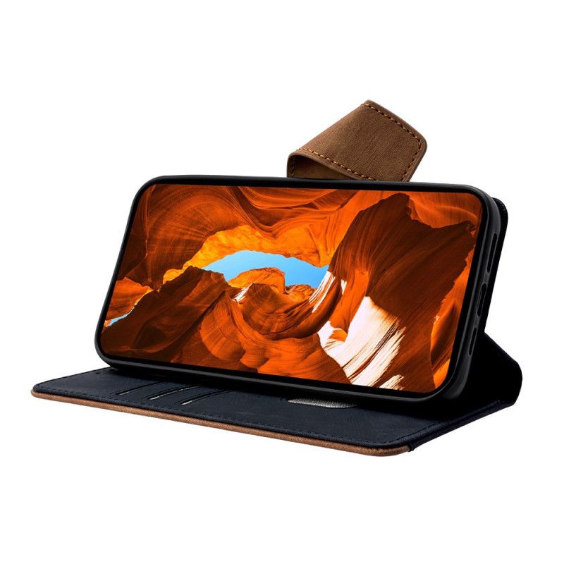 Läderfodral Xiaomi Redmi Note 14 Pro 4g Telefonfodral Rfid-blockerande Tvåfärgad Mockaeffekt