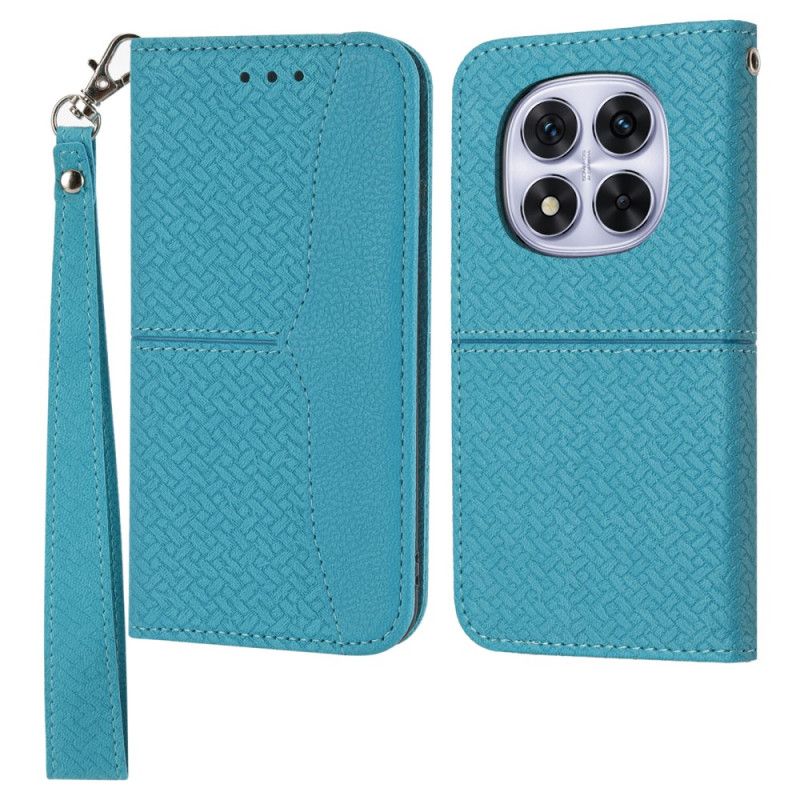 Läderfodral Xiaomi Redmi Note 14 Pro 4g Telefonfodral Vävd Textur Med Rem