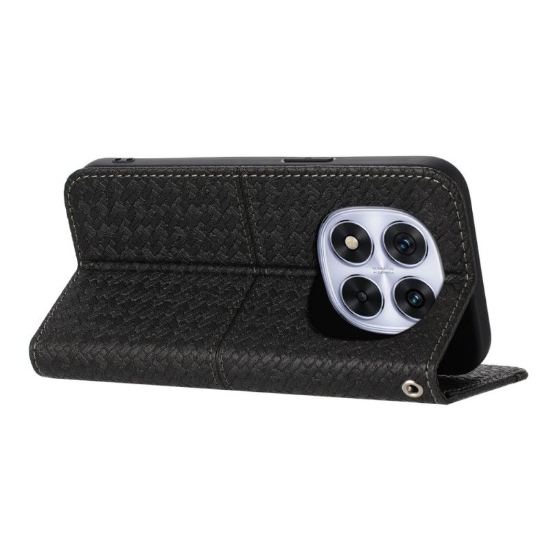 Läderfodral Xiaomi Redmi Note 14 Pro 4g Telefonfodral Vävd Textur Med Rem