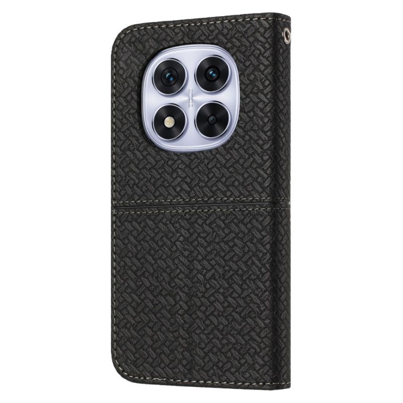 Läderfodral Xiaomi Redmi Note 14 Pro 4g Telefonfodral Vävd Textur Med Rem