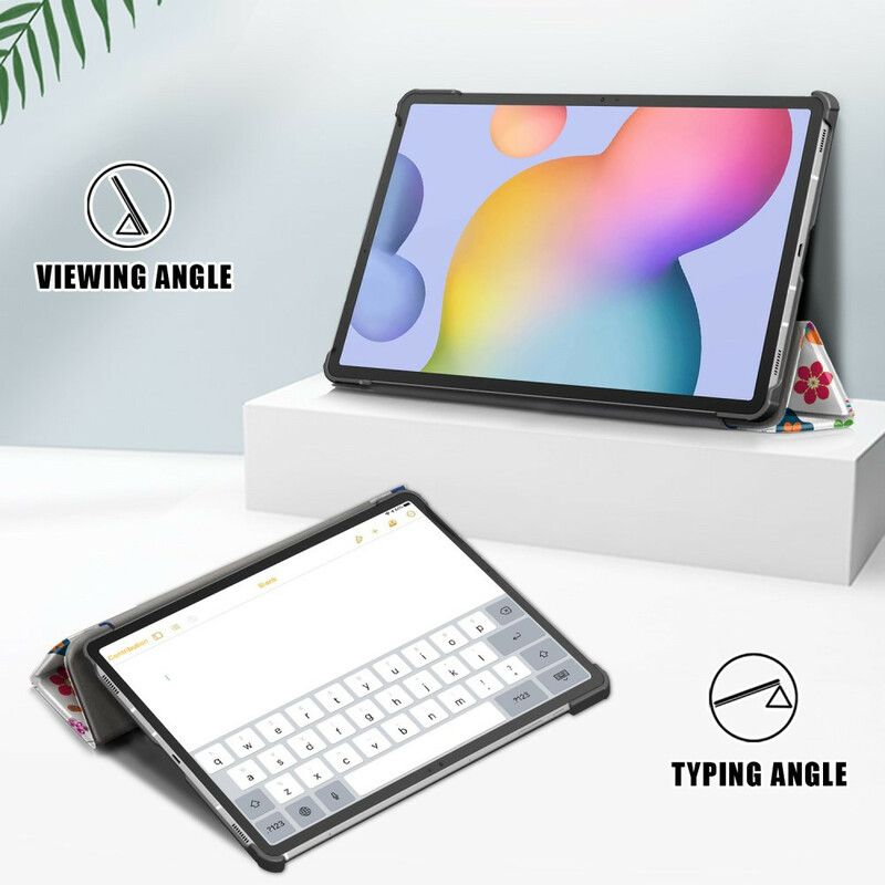 Förstärkt Smart Fodral Samsung Galaxy Tab S7 Fe Fjärilar Och Blommor