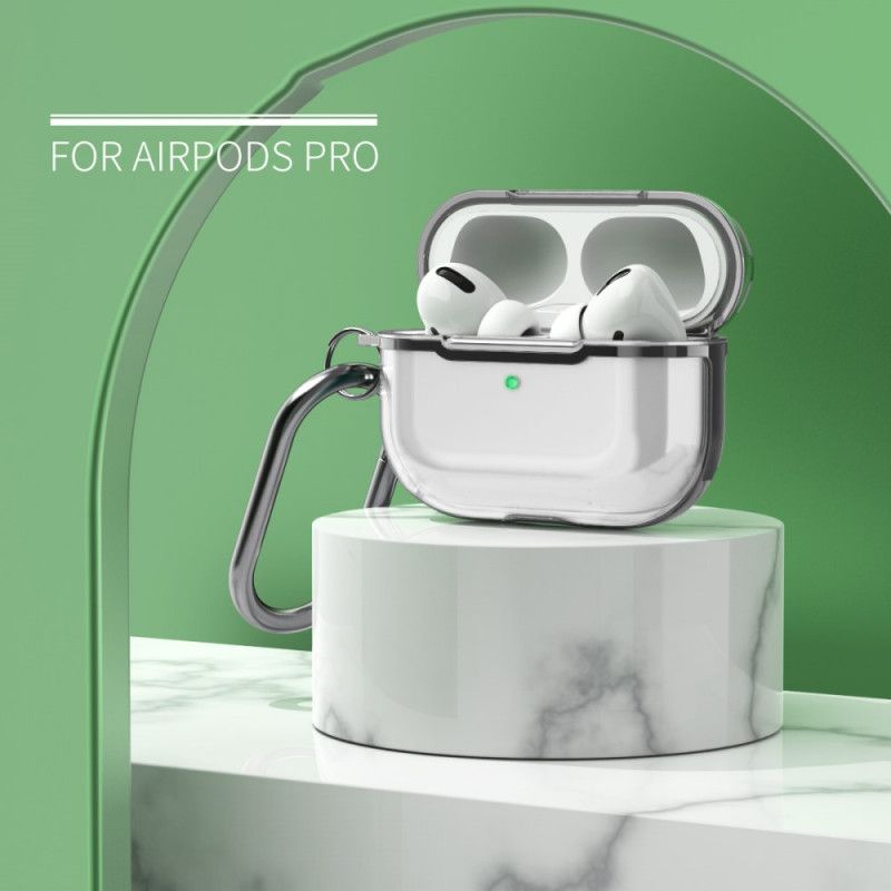 Skal AirPods Pro Grå Transparent Metallisk Design Med Karbinhake