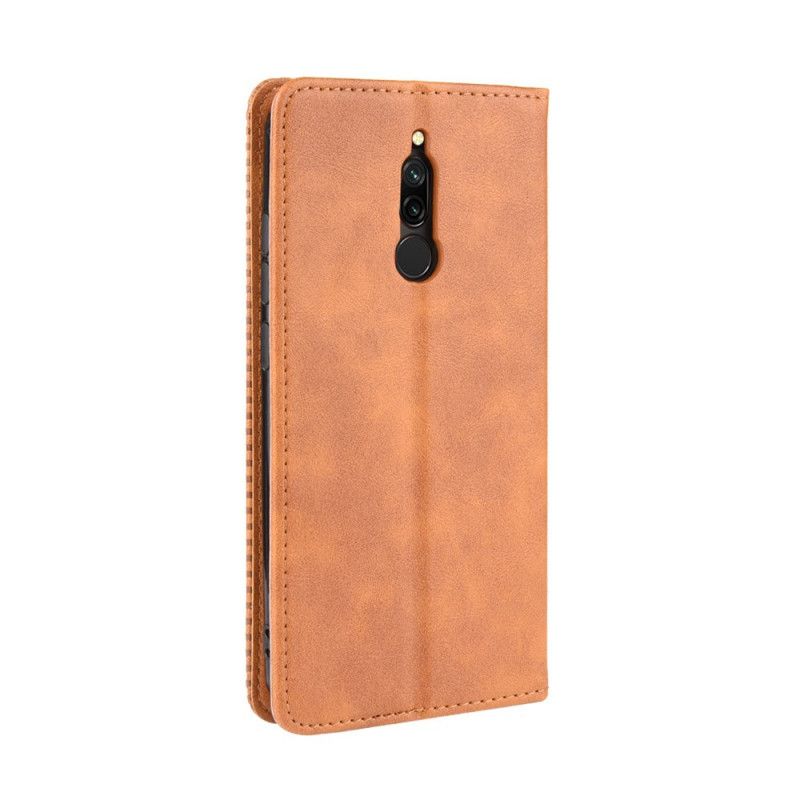 Folio-fodral för Xiaomi Redmi 8 Svart Stiliserad Vintage Lädereffekt
