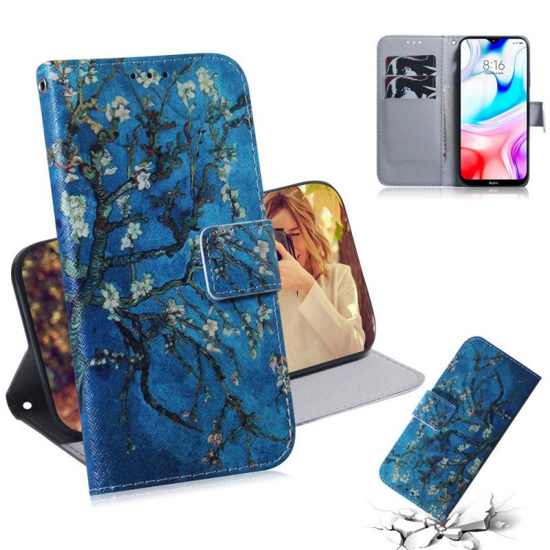 Läderfodral Xiaomi Redmi 8 Mobilskal Blommande Trädgren