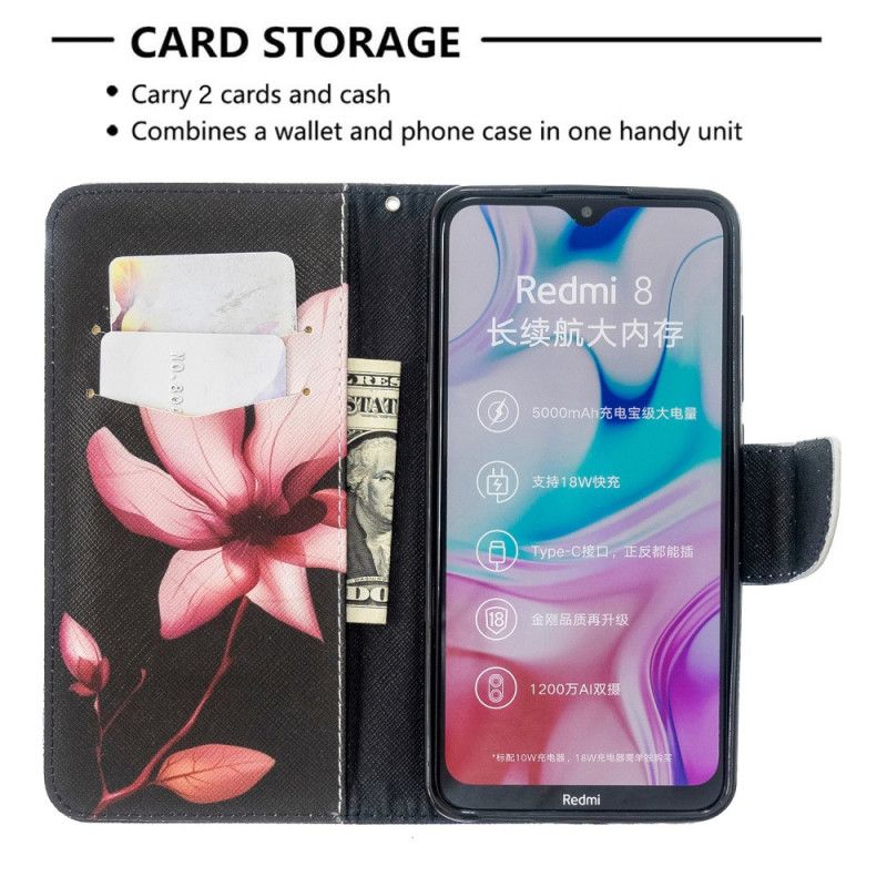 Läderfodral Xiaomi Redmi 8 Mobilskal Rosa Blomma