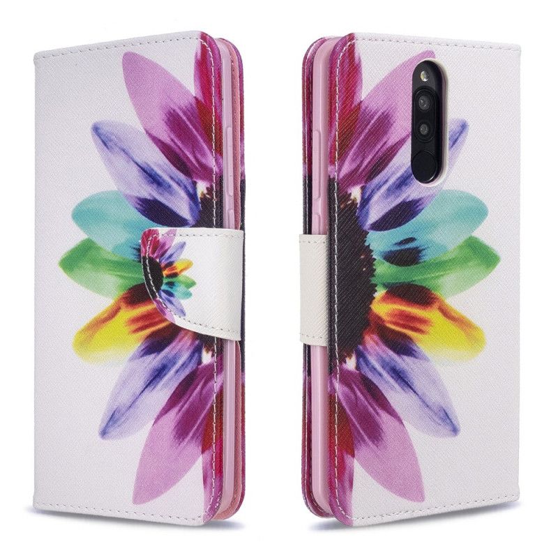 Läderskal Xiaomi Redmi 8 Akvarellblomma