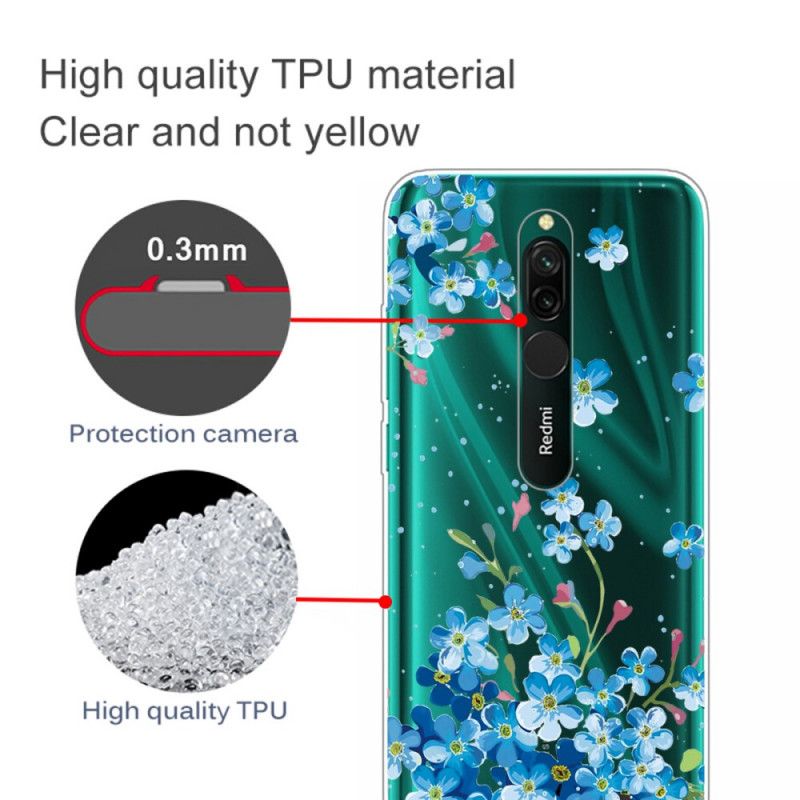 Skal för Xiaomi Redmi 8 Bukett Med Blå Blommor