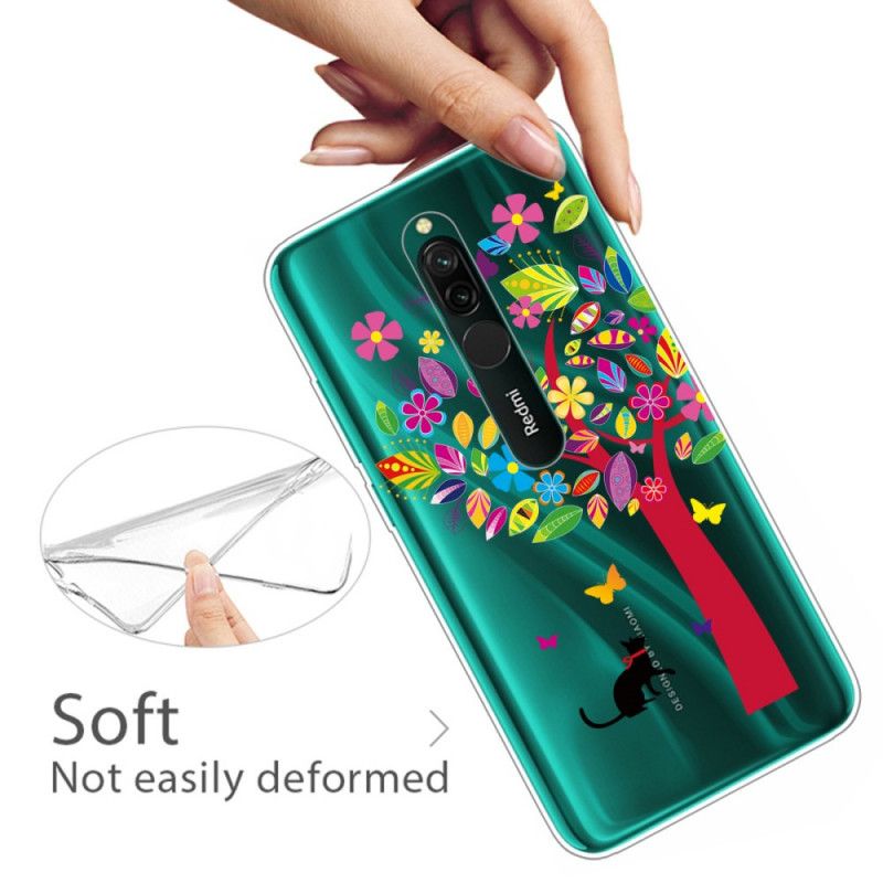 Skal Xiaomi Redmi 8 Mobilskal Katt Under Det Färgade Trädet