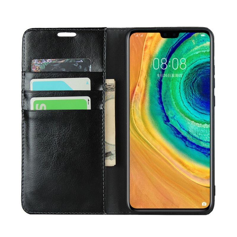 Folio-fodral Huawei Mate 30 Svart Äkta Renhetsläder