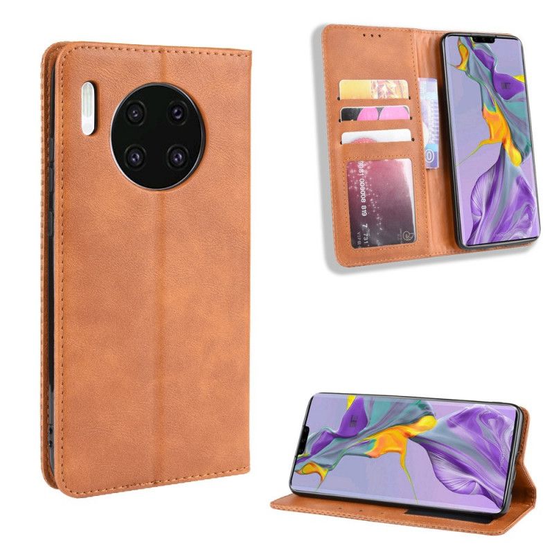 Folio-fodral Huawei Mate 30 Svart Stiliserad Vintage Lädereffekt