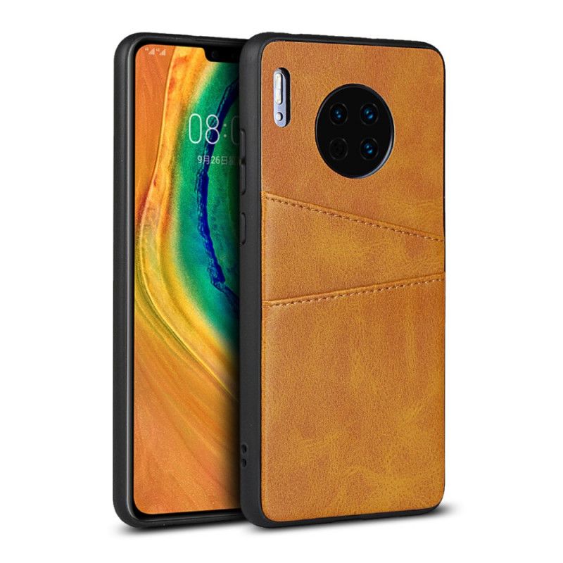Skal Huawei Mate 30 Svart Dubbelkorthållare I Läderstruktur