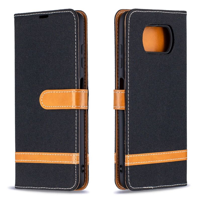 Fodral för Xiaomi Poco X3 Svart Tyg- Och Lädereffekt Med Rem