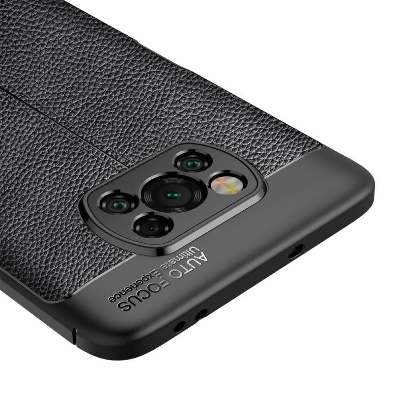 Skal Xiaomi Poco X3 Svart Mobilskal Dubbel Linjelychee-Lädereffekt