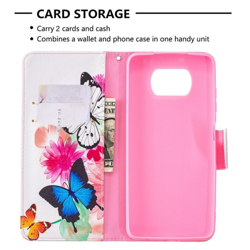 Skyddsfodral Xiaomi Poco X3 Målade Fjärilar Och Blommor