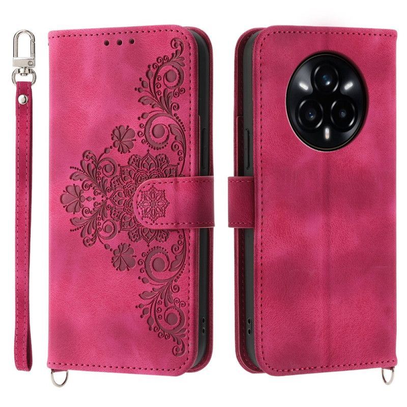 Fodral För Realme 14 Pro 5g Blommig Spets Med Rem