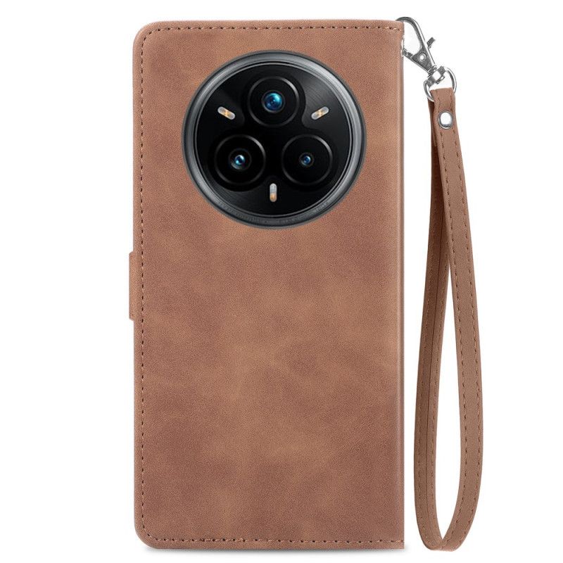 Fodral För Realme 14 Pro 5g Mocka Med Spetseffekt Ficka Och Rem