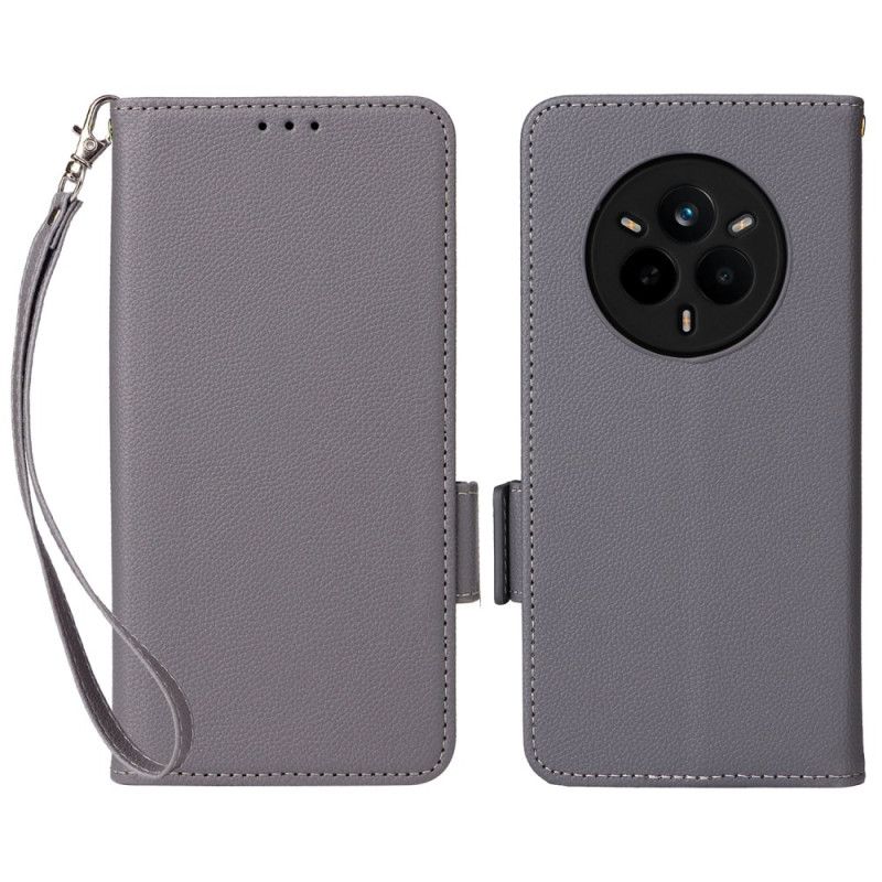 Fodral Realme 14 Pro 5g Litchi-konstläder Med Rem