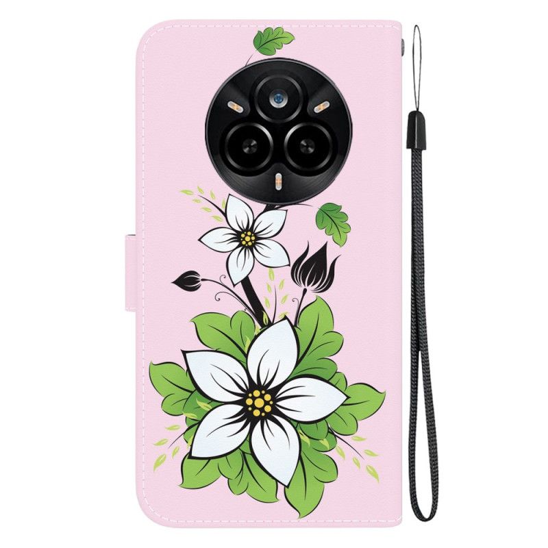 Läderfodral Realme 14 Pro 5g Telefonfodral Liljemönster