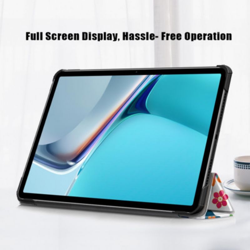 Smart Case Huawei Matepad 11 (2021) Förstärkta Retrofjärilar Och Blommor