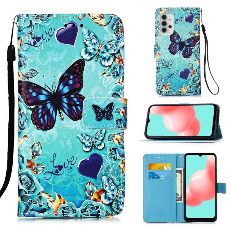 Fodral för Samsung Galaxy A32 5G Gyllene Fjärilar