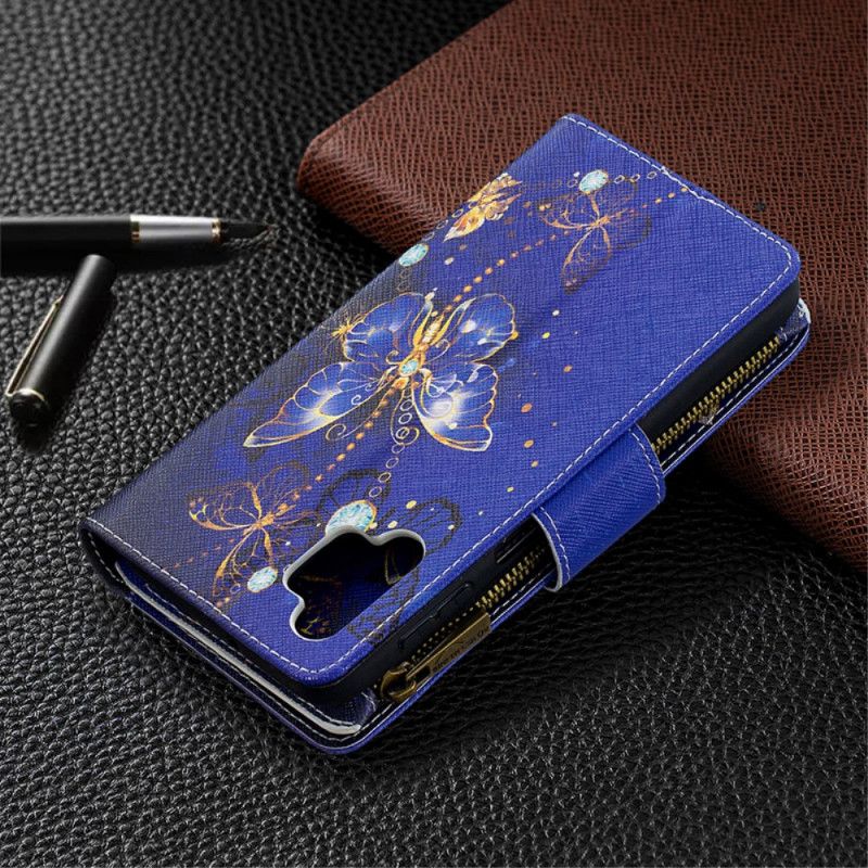 Fodral för Samsung Galaxy A32 5G Mörkblå Fjäril Med Blixtlås
