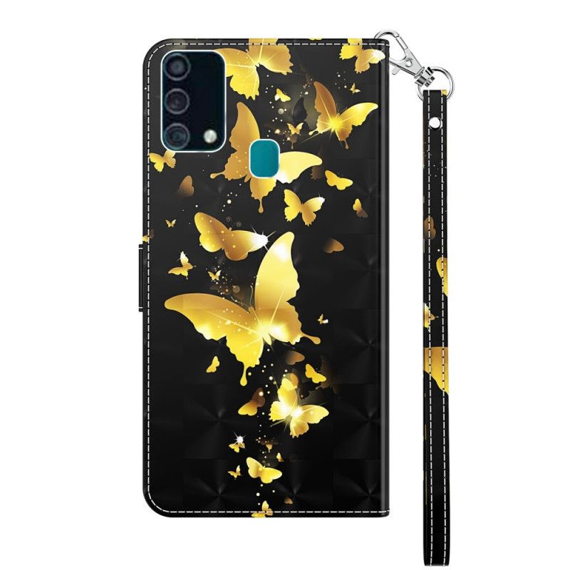 Läderskal Samsung Galaxy A32 5G Gula Fjärilar