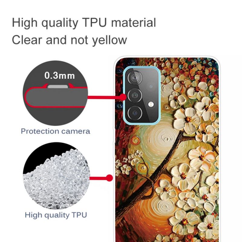 Skal för Samsung Galaxy A32 5G Orange Flexibla Blommor