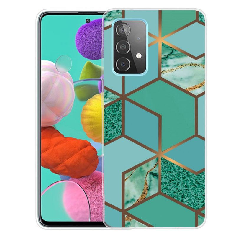 Skal för Samsung Galaxy A32 5G Svart Geometrisk Marmor