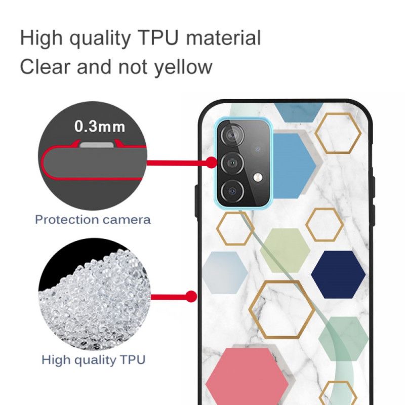 Skal Samsung Galaxy A32 5G Svart Mobilskal Marmorfärgad Geometri