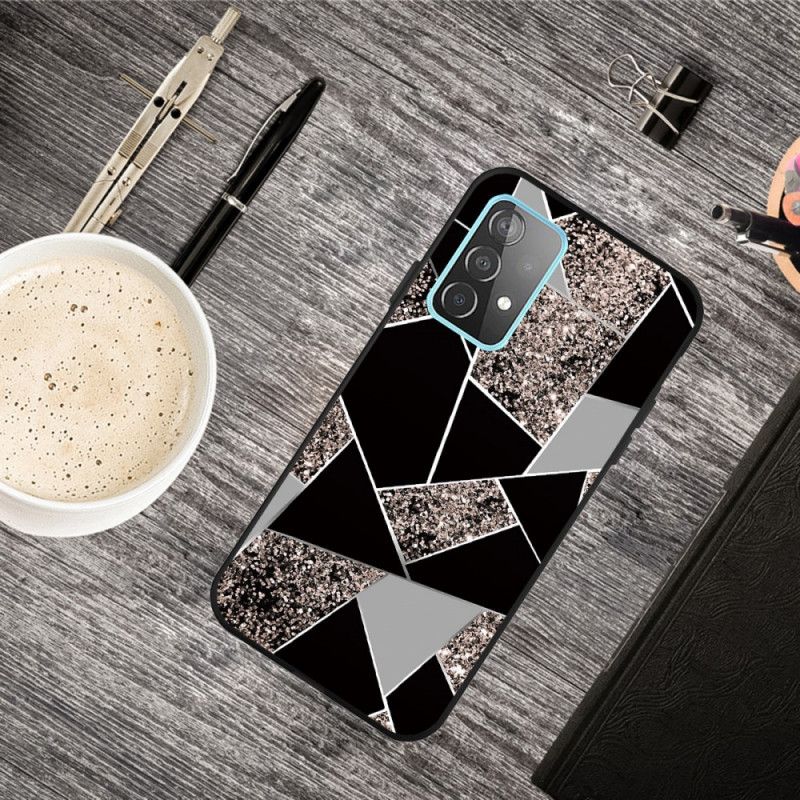 Skal Samsung Galaxy A32 5G Svart Mobilskal Marmorfärgad Geometri