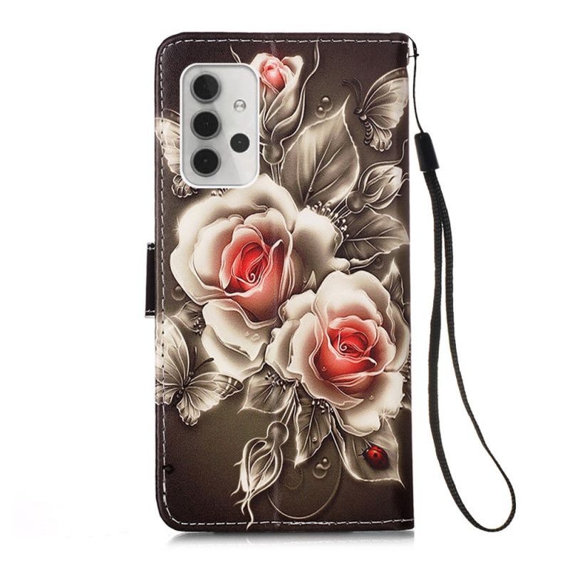 Skyddsfodral Samsung Galaxy A32 5G Gyllene Rosor