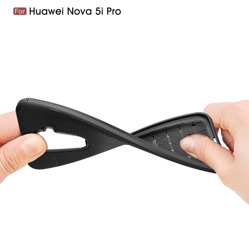 Skal Huawei Mate 30 Lite Svart Lychéläder Med Dubbla Linjer