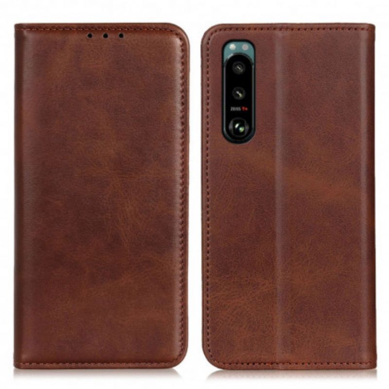 Folio-fodral Sony Xperia 5 Iii Telefonfodral Split Leather Elegance