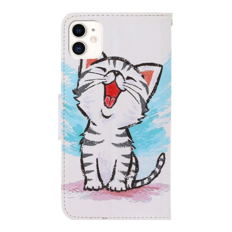Fodral för iPhone 12 / 12 Pro Färgad Kattunge Med Rem