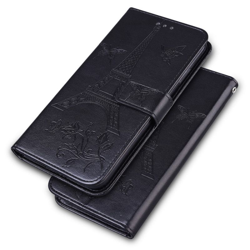 Fodral iPhone 12 / 12 Pro Svart Eiffeltornets Läderstil