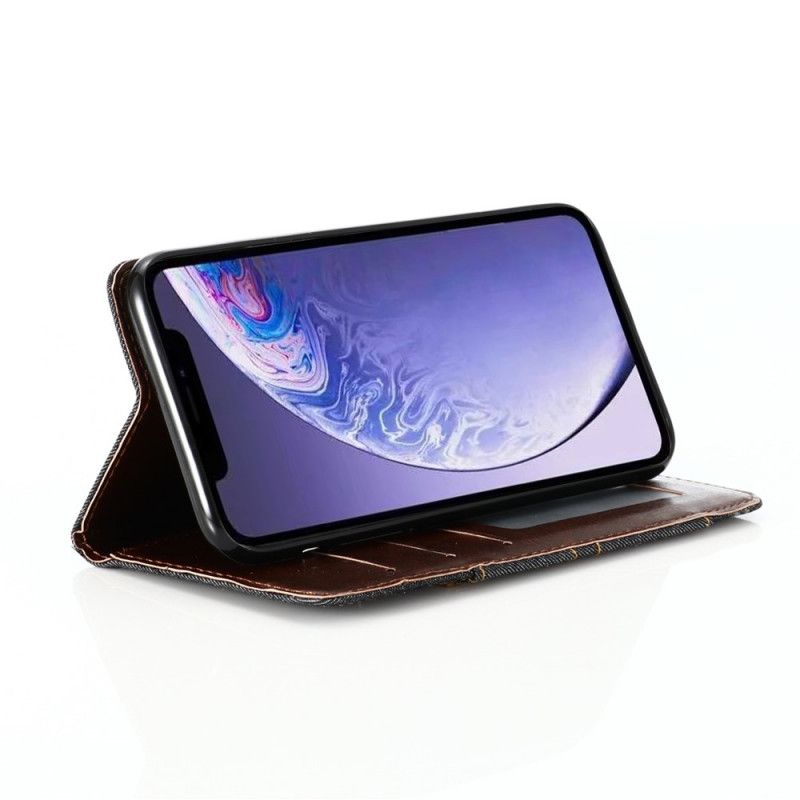 Folio-fodral för iPhone 12 / 12 Pro Svart Jeansficka Framkorthållare