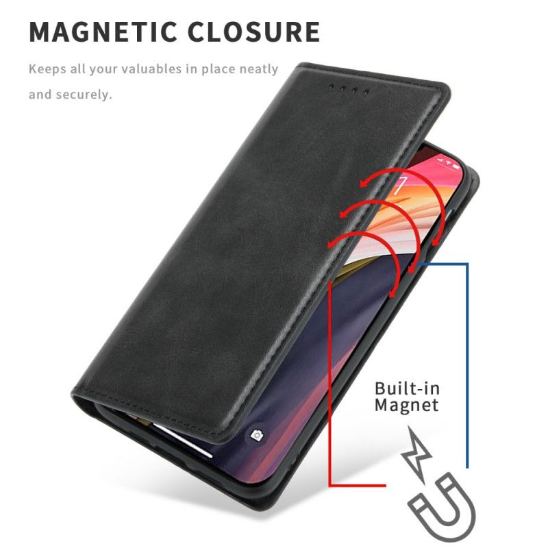 Folio-fodral iPhone 12 / 12 Pro Svart Sömmar I Förstklassigt Konstläder