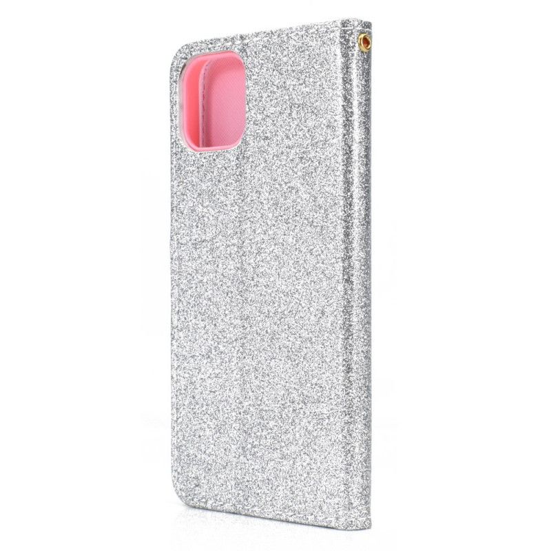 Läderfodral iPhone 12 / 12 Pro Svart Mobilskal Paljetter