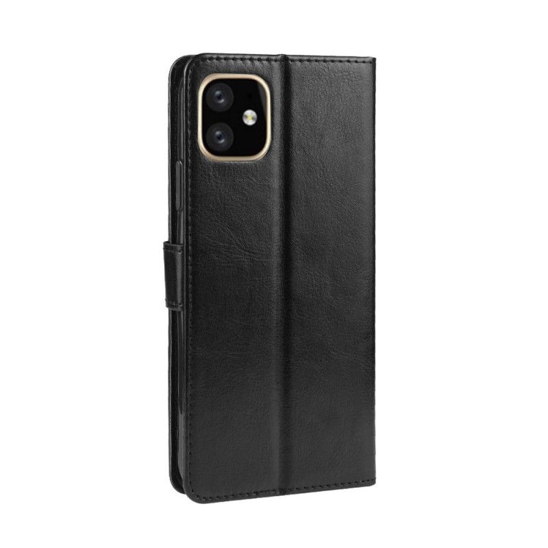 Läderskal iPhone 12 / 12 Pro Svart Flashigt Konstläder